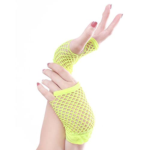 SamHeng netzhandschuhe, 1 Paar Gelb Kurze Netzhandschuhe, durchbohrte fingerlose Nylon-Netz Handschuhe, funky Retro, elegant, dehnbar, Opernabend, Party, 1920er-Jahre-Handschuhe SamHeng netzhandschuhe, 1 Paar Gelb Kurze Netzhandschuhe, durchbohrte fingerlose Nylon-Netz Handschuhe, funky Retro, elegant, dehnbar, Opernabend, Party, 1920er-Jahre-Handschuhe von SamHeng