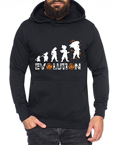 Evolution Nerd Herren Hoodie One Goku Dragon Master Son Ball Vegeta Turtle Roshi Piece Golds Db, Farbe:Schwarz;Größe:L von Sambosa