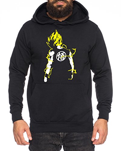 Gosa Nerd Herren Hoodie One Goku Dragon Master Son Ball Vegeta Turtle Roshi Piece Golds Db, Farbe:Schwarz/Gelb;Größe:3XL von Sambosa