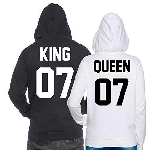 Sambosa Partner Look Pärchen Hoodie Set King Queen für Pärchen als Geschenk, Größe:Damen Gr. L + Herren Gr. L von Sambosa