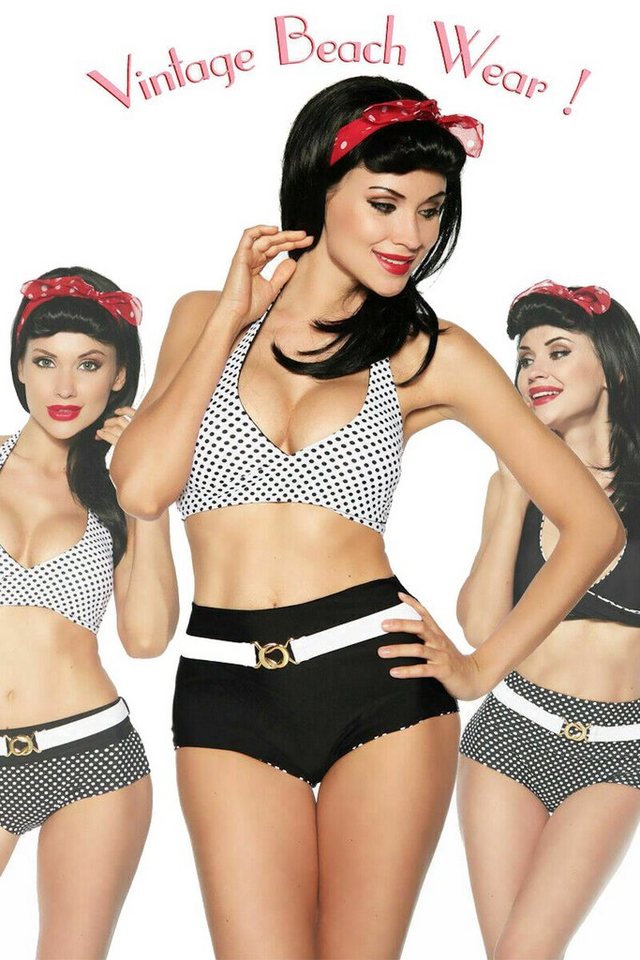 Samegame Triangel-Bikini Rockabilly Wendebikini mit Gürte Vintage-Bikini Set l von Samegame