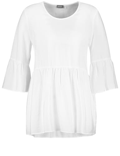 Samoon Damen Ausgestellte Bluse mit Volants 3/4 Arm unifarben White 48 von Samoon