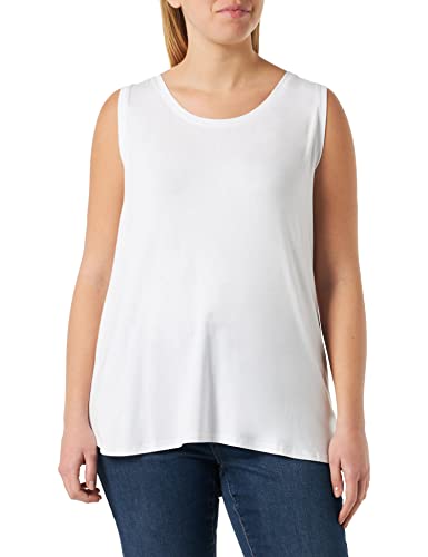 Samoon Damen Basic-Top mit Seitenschlitzen ärmellos unifarben White 42 von Samoon