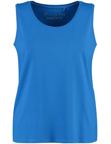 Samoon Damen Basic-Top mit Seitenschlitzen ärmellos unifarben Digital Blue 46 von Samoon