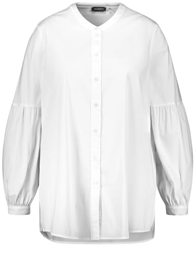 Samoon Damen Bluse mit Ballonärmeln Ballonärmel, Langarm, Manschetten unifarben White 46 von Samoon