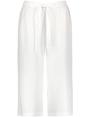 Samoon Damen Culotte aus nachhaltigem Lyocell-Leinen-Mix Hose Freizeit verkürzt Culotte unifarben 3/4 Länge Offwhite 56 von Samoon