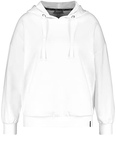 Samoon Damen Hoodie mit Wording-Tape Langarm, Ärmelbündchen unifarben Offwhite 44 von Samoon