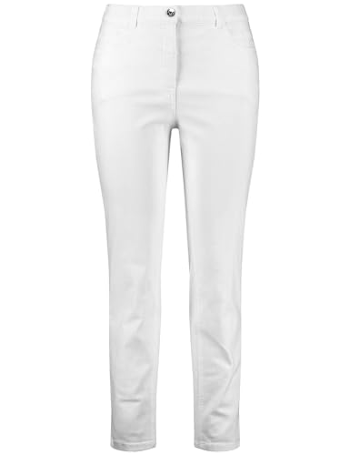 Samoon Damen Slim Fit Jeans Betty unifarben leicht verkürztes Bein White 44 von Samoon