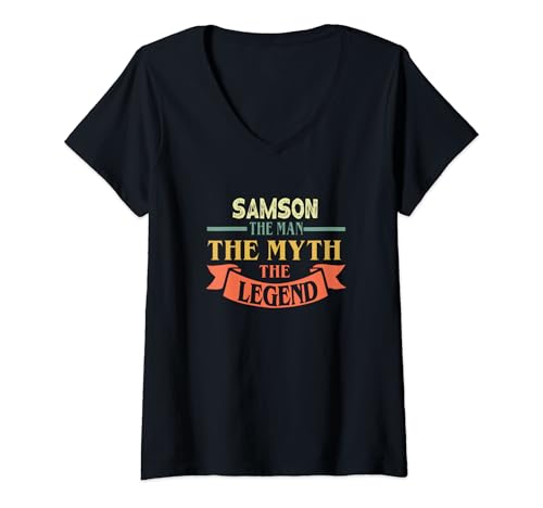 Damen Samson The Man The Myth The Legend Individuelles Namens-T-Shirt T-Shirt mit V-Ausschnitt von Samson The Man The Myth The Legend