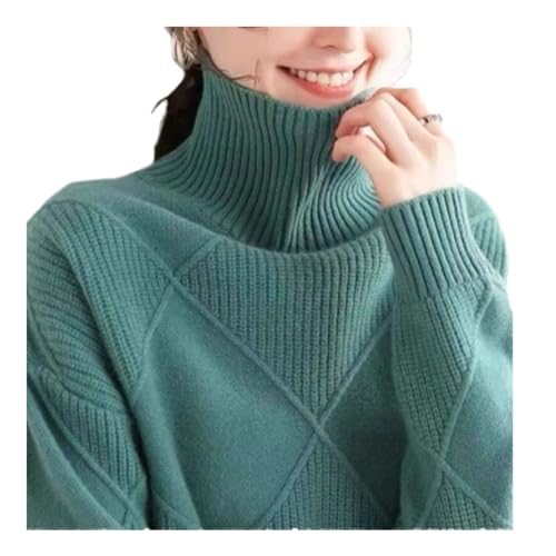 Sanctiond Kaschmir Pullover Damen Rollkragen, Cashmere Pullover Damen, Langärmliger Weicher Warmer Strickpullover Mit für Herbst und Winter (DE/NL/SE/PL, Alphanumerisch, L, Regular, Regular, Green A) von Sanctiond