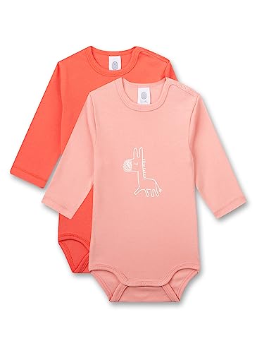 Sanetta Baby Body Langarm (Doppelpack) Feinripp Rosa und Rot | Hochwertiger und nachhaltiger Body für Mädchen aus Bio-Baumwolle. Inhalt: 2er-Set Baby Body 062 von Sanetta