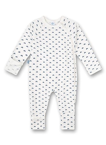 Sanetta Jungen-Overall Weiß Auto-Allover | Praktischer und bequemer Strampler aus Bio-Baumwolle für Jungen. Baby Overall 086 von Sanetta