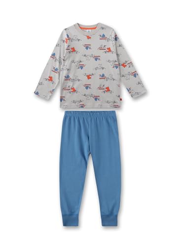 Sanetta Jungen-Schlafanzug lang Hellgrau | Hochwertiger und bequemer Schlafanzug aus Bio-Baumwolle für Jungen. Pyjamaset für Jungen 116 von Sanetta