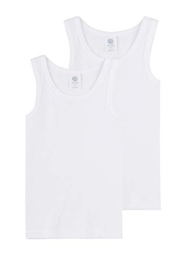 Sanetta Jungen Unterhemd im Doppelpack aus Bio-Baumwolle - Made in Europe - weiß (01), 128 von Sanetta