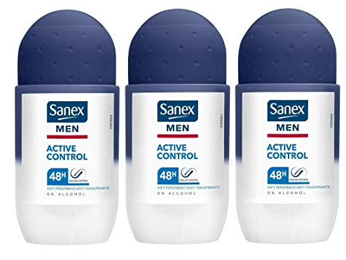 3 x SANEX Men Deo Roll-On "Dermo Active Control" für normale Haut - 50 ml von Sanex