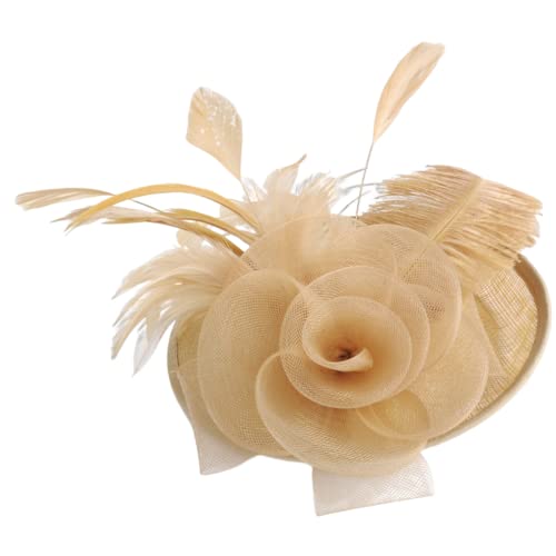 Fascinators Hochzeit für Frauen, Elegante Fascinator Bowler Hut für Mädchen, mit Blume Feder Mesh Netz Schleier Stirnband, Modische Accessoires für Partys, Hochzeiten und Versammlungen, Kaffee von Sanfiyya