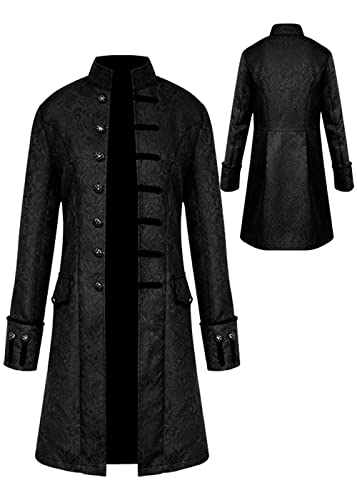 Sangdut Herren Mittelalter Steampunk Halloween Kostüme Männlich Gothic Frock Mantel Viktorianische Hofuniform Renaissance Bottom Vintage Erwachsene Festival Cosplay Frack, Schwarz , XL von Sangdut