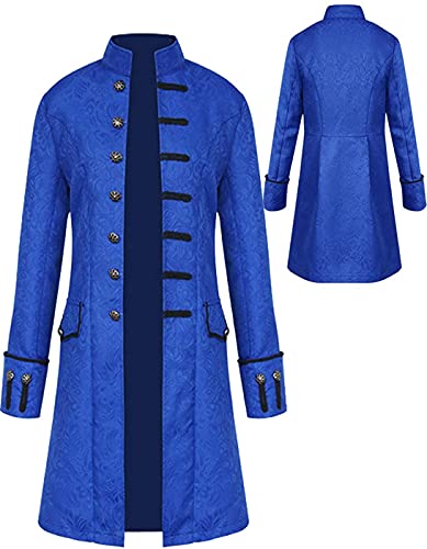 Sangdut Herren Mittelalter Steampunk Halloween Kostüme Männlich Gothic Frock Mantel Viktorianische Hofuniform Renaissance Bottom Vintage Erwachsene Festival Cosplay Frack, blau, XXL von Sangdut