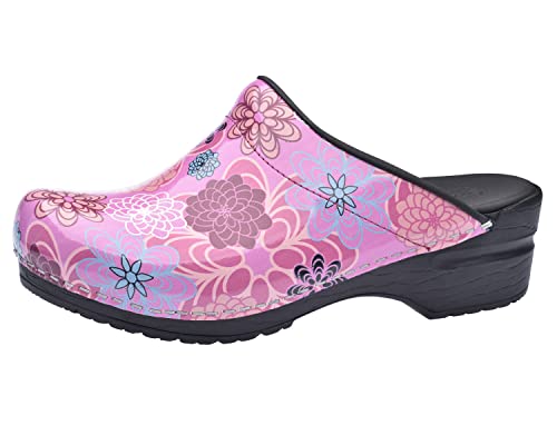 Sanita | Inalo offener Clog, Lackleder | Original handgemacht | Flexible Leder-Clogs für Damen | Anatomisch geformtes Fußbett mit weichem Schaum | Pink | 38 von Sanita