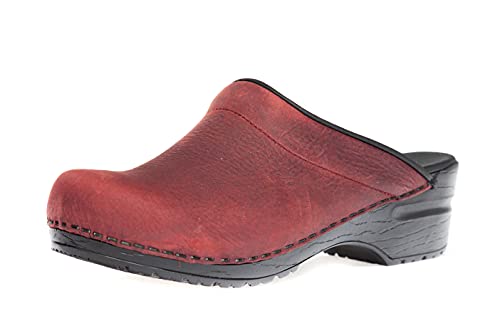 Sanita | Sonja Offener Clog, geöltes Leder | Original handgemacht für Damen | Anatomisch geformtes Fußbett mit weichem Schaum | Rot | 41 EU von Sanita