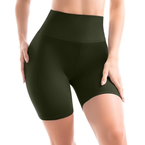 Sanpetix Radlerhose Damen, Kurze Leggings Blickdicht für Damen Armeegrün 1 Pack LXL von Sanpetix