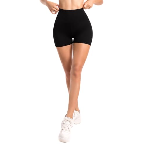 Sanpetix Sporthose Damen Kurz, High Waist Leggings Shorts für Damen Schwarz 1 Pack LXL von Sanpetix