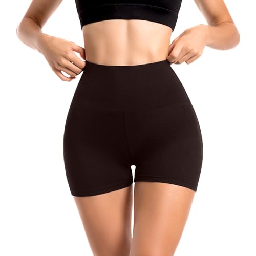 Sanpetix Sports Shorts Damen, High Waist Blickdicht Leggings Shorts für Damen Kaffee 1 Pack LXL von Sanpetix