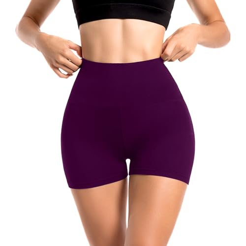 Sanpetix Sports Shorts Damen, High Waist Blickdicht Leggings Shorts für Damen Pflaumen-violett 1 Pack LXL von Sanpetix