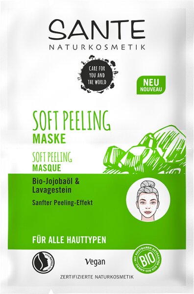 Sante Soft Peeling Maske Bio-Jojobaöl & Lavagestein Gesichtsmaske 8ml von Sante