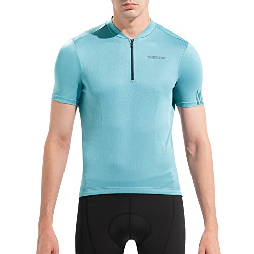 Santic Fahrradtrikot Herren Radtrikot Kurzarm Radsport-Trikots Fahrrad-Kurzarmtrikot Atmungsaktive Schnell Trocknen Blau XL von Santic