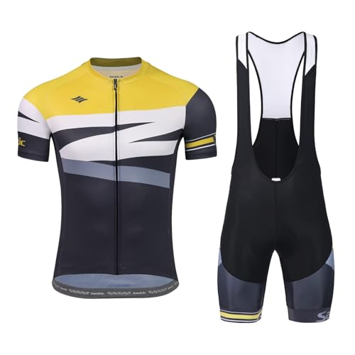 Santic Radsport Set Herren Radtrikot Set Kurzarm Fahrradtrikot Fahrradbekleidung Radsport-Anzüge Trägerhose Atmungsaktiv Schnelltrocknend Gelb XL Santic Radsport Set Herren Radtrikot Set Kurzarm Fahrradtrikot Fahrradbekleidung Radsport-Anzüge Trägerhose Atmungsaktiv Schnelltrocknend Gelb XL von Santic