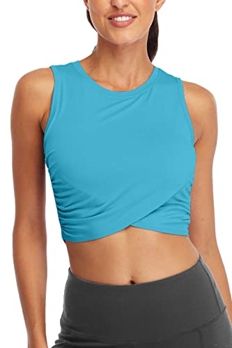 Sanutch Crop Top Workout Shirts Yoga Workout Crop Tops für Frauen - Grün - X-Klein von Sanutch