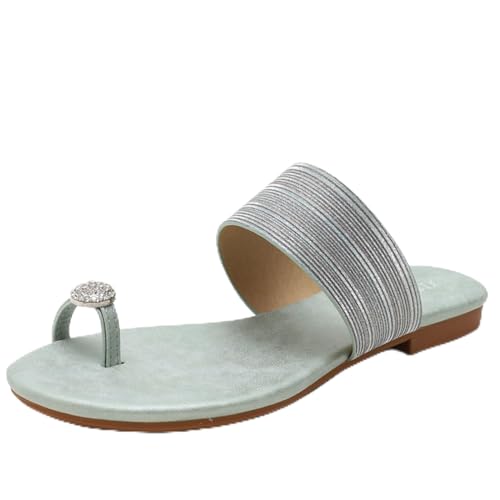 Frauen Leder Mode Pantoffeln Offene Zehe Slip-On Flache Clip Toe Slide Casual Mode Sommer Strand Rutschen (Color : Style 1, Size : EU(CN)41/US11) von SanzIa