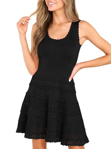 Saodimallsu Sommerkleider Damen Ärmellos Kleider Elegant Swing Tank-Kleider Strick-Minikleider Freizeitkleid,Schwarz,XL Saodimallsu Sommerkleider Damen Ärmellos Kleider Elegant Swing Tank-Kleider Strick-Minikleider Freizeitkleid,Schwarz,XL von Saodimallsu