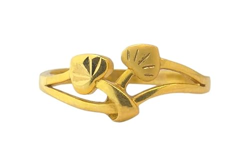 Damen-Ring aus 22 Karat echtem, zertifiziertem, feinem Gelbgold, klassisches Blatt-Design, Gelbgold, Kein Edelstein von Satfale Jewellers