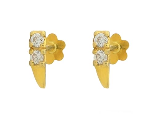 Ohrringe aus 18 Karat echtem zertifiziertem feinem Gelbgold, schönes Design, Gelbgold, Zirkonia von Satfale Jewellers