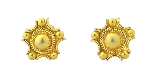 Ohrringe aus 18 Karat echtem zertifiziertem feinem Gelbgold mit abstraktem Design, Gelbgold, Kein Edelstein von Satfale Jewellers