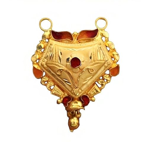 Satfale Jewellers 22K/18K echt zertifiziert Geldstrafe Gelb Gold Abstrakt Mangalsutra-Anhänger von Satfale Jewellers