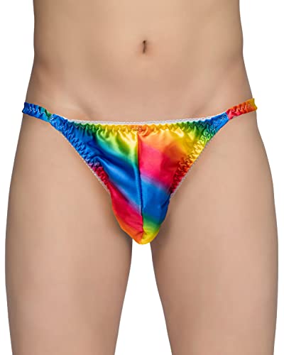 Satin Herren Tanga Bikini Slip Unterwäsche Höschen (Regenbogen L) von Satini