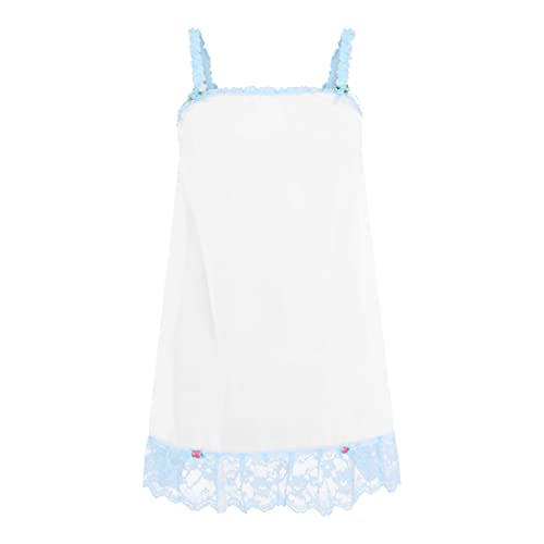 Satini Dessous Durchsichtiges Sissy Babydoll-Stil Rüschen Rüschen Spitze Unterkleid Nachtwäsche (Weiß - Baby blau, M) von Satini