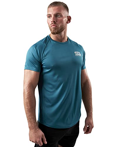 Satire Gym® – Muscle Shirt Herren/Schnell trocknendes Mesh Muskelshirt Männer/Sportbekleidung & Muscle Fit T-Shirt - Sportshirt geeignet als Fitness- & Bodybuilding Shirt (M, Petrol grün) von Satire Gym