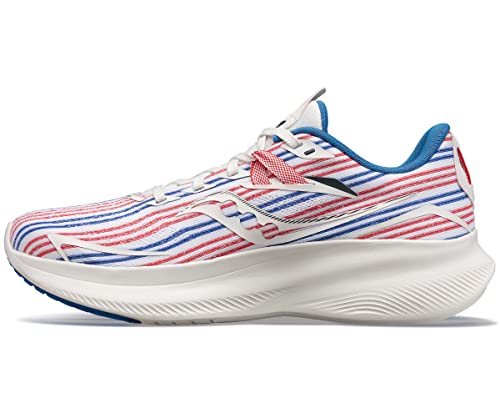 Saucony Men's Ride 15 Sneaker, White/Blue/Red, 10.5 von Saucony