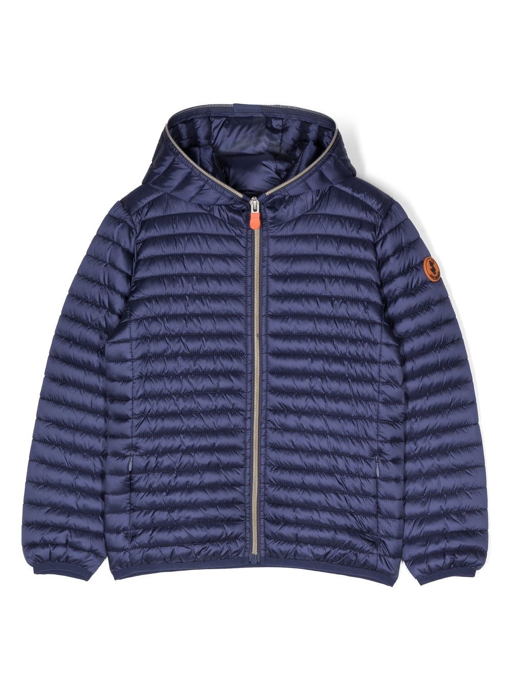 Save The Duck Kids Gefütterte Kapuzenjacke mit Logo-Patch - Blau von Save The Duck Kids