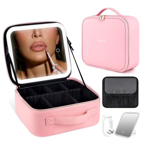 SAVILAND Reisemake UP Tasche mit Wiederaufladbarer LED Spiegel, Nagellack Aufbewahrung Koffer mit Kosmetikspiegel mit 3 Farbeinstellungen Kosmetiktasche Make Up Organizer Aufbewahrungsbox für Frauen SAVILAND Reisemake UP Tasche mit Wiederaufladbarer LED Spiegel, Nagellack Aufbewahrung Koffer mit Kosmetikspiegel mit 3 Farbeinstellungen Kosmetiktasche Make Up Organizer Aufbewahrungsbox für Frauen von Saviland