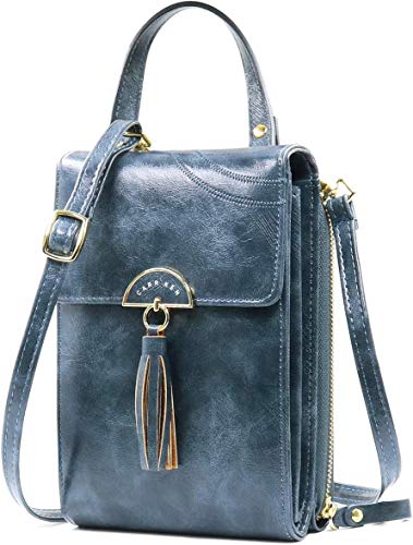 Sawekin Damen Handy Schultertasche Brieftasche Kleine Mini Umhängetasche Handytasche Handy Geldbeutel Geldbörse Messenger Tasche Mädchen (Y-Blau) von Sawekin