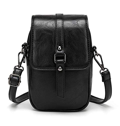 Sawekin Damen Handy Schultertasche Brieftasche Kleine Mini Umhängetasche Handytasche Handy Geldbeutel Geldbörse Messenger Tasche Mädchen (V-Schwarz) von Sawekin