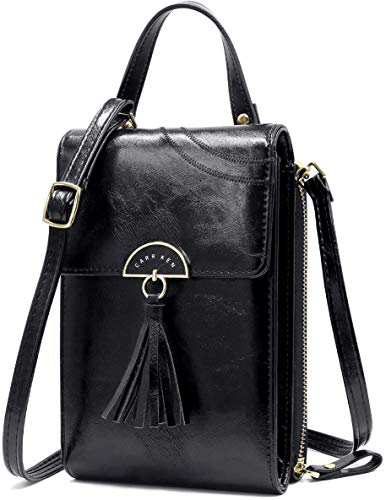 Sawekin Damen Handy Schultertasche Brieftasche Kleine Mini Umhängetasche Handytasche Handy Geldbeutel Geldbörse Messenger Tasche Mädchen (Y-Schwarz) von Sawekin