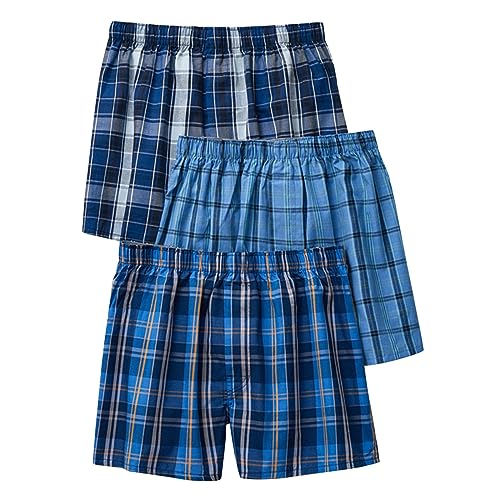 3er Pack Herren Schlafanzughose Hose Shorts kurz, Baumwolle unterwäsche Boxershorts Nachtwäsche Trunk Pyjamahose Bequem Elastik-Bund Schlafen Underwear Loungehose Plaid Men's Boxers von Saymany