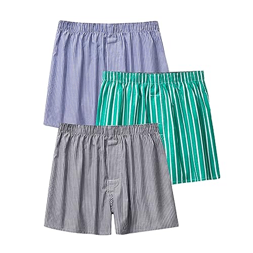 3er Pack Herren Schlafanzughose Hose Shorts kurz, Baumwolle unterwäsche Boxershorts Nachtwäsche Trunk Pyjamahose Bequem Elastik-Bund Schlafen Underwear Loungehose Plaid Men's Boxers von Saymany