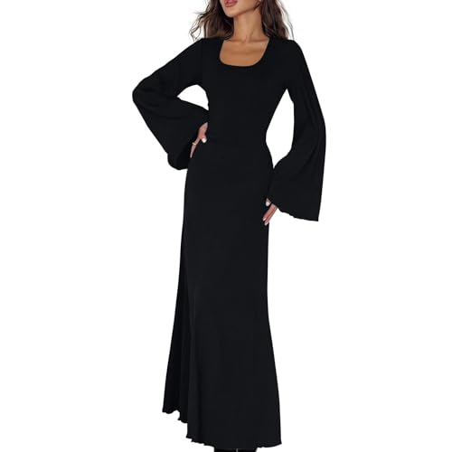 Abendkleider Damenkleider Herbst Sweatshirtkleid Damen Festliche Kleider Schwarzes Kleid Damen Winter Kleider Damen Strickkleider Damen Herbst Langarm Kleid Damen Kleid Damen Langarm(Schwarz,M) von Saymany